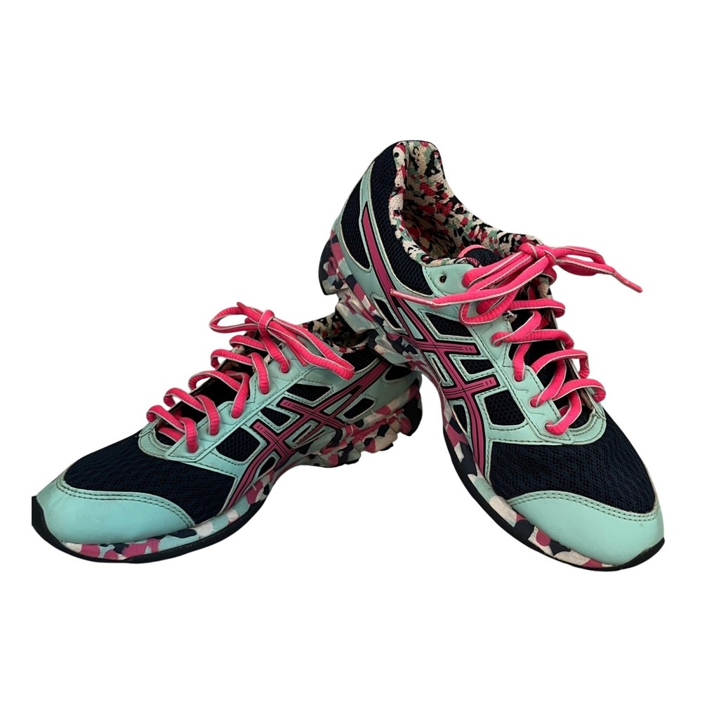 ASICS Gel-Frantic 7 Womens Running‎ Shoes Size 6 Teal Pink Mesh Camo T3A6Q